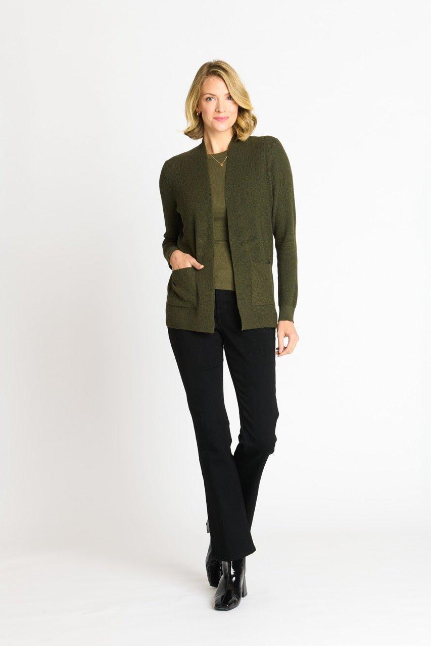 Waffle Stitch Cardigan Sweater with Pocket, Fatigue Heather Product Image