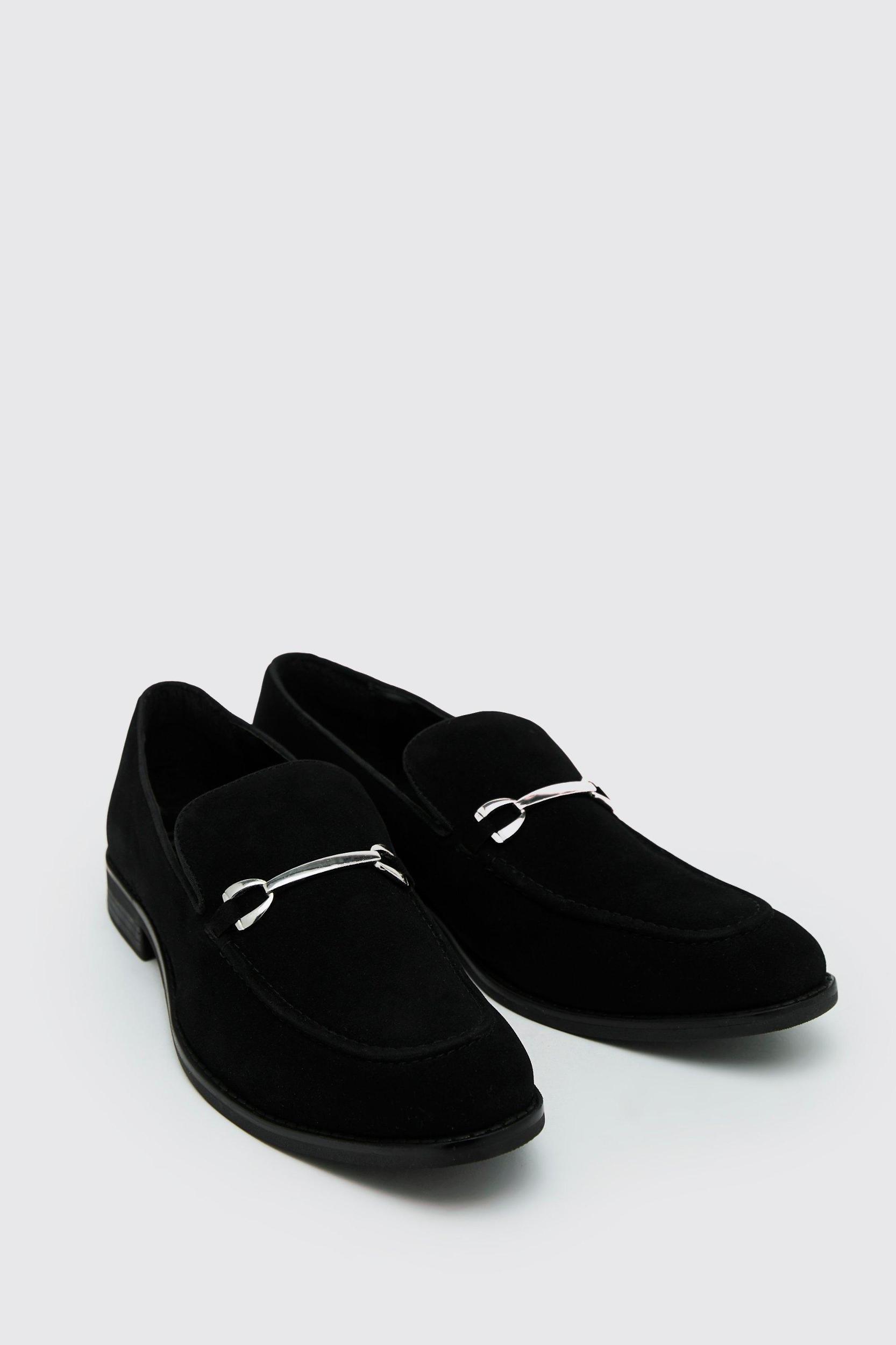 Mens Faux Suede Snaffle Loafer - Black Product Image