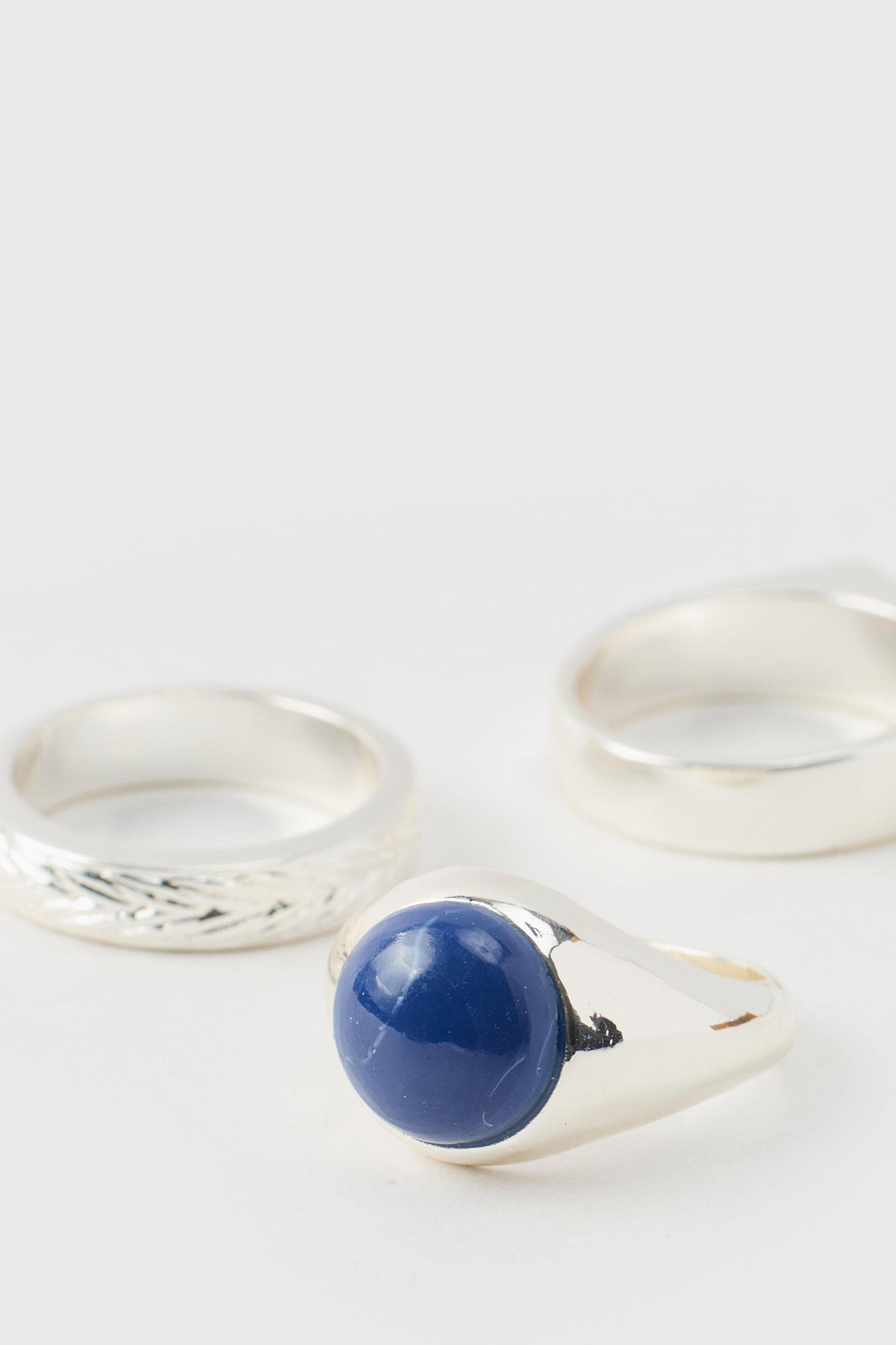 Silver Rings 3 Pack | boohooMAN USA Product Image