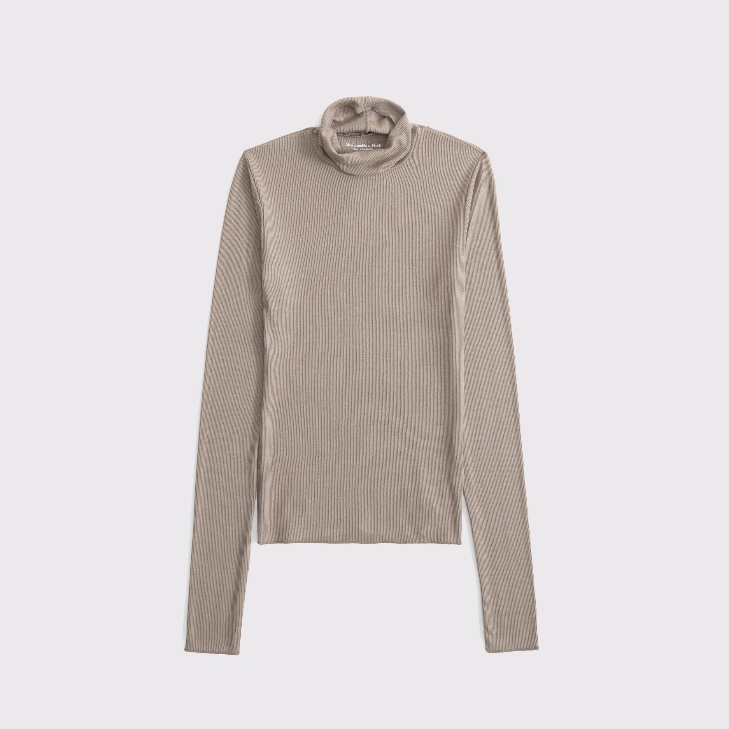 Long-Sleeve Featherweight Rib Tuckable Mockneck Top Product Image