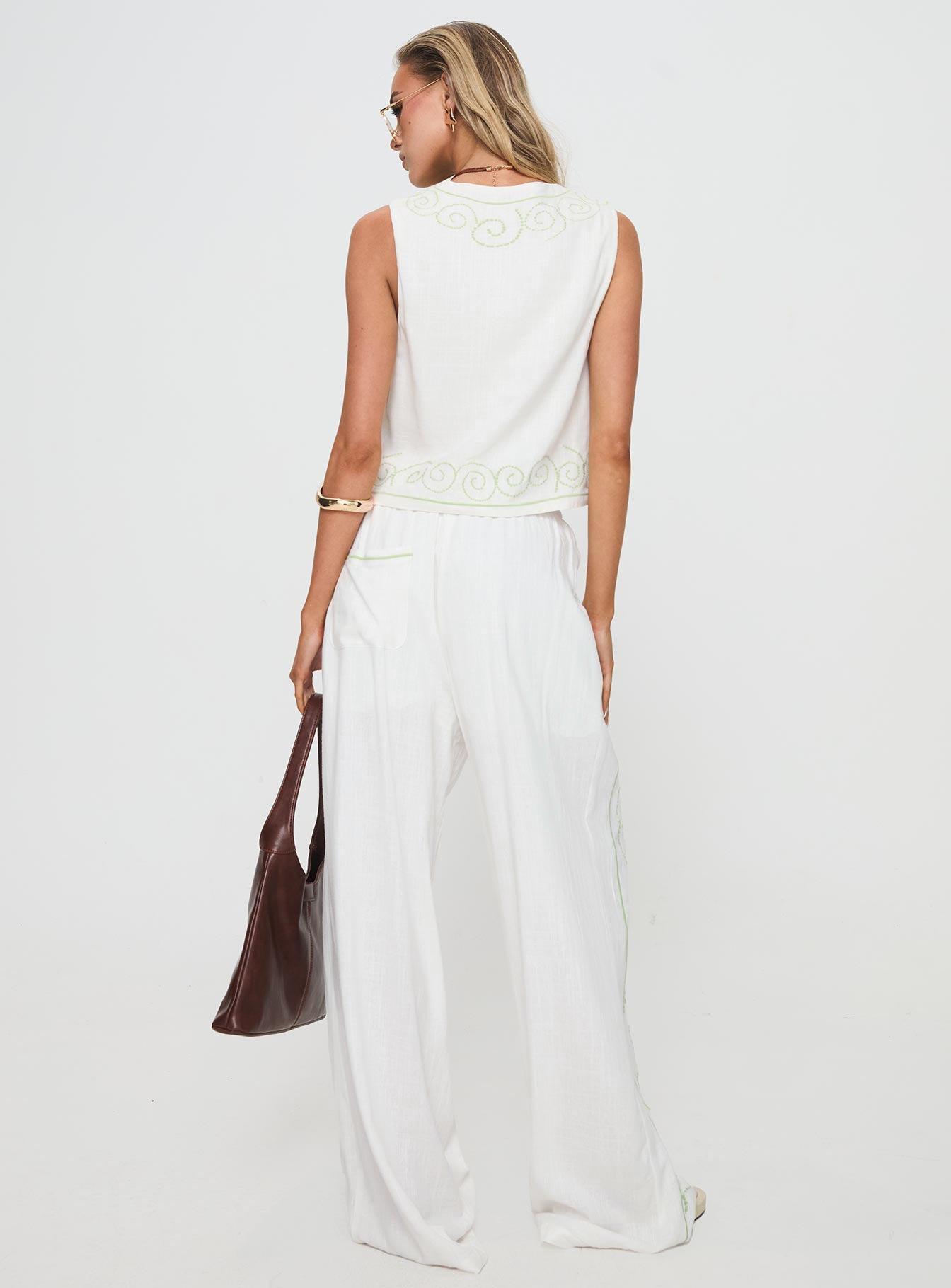 Kindred Pants White / Green Product Image