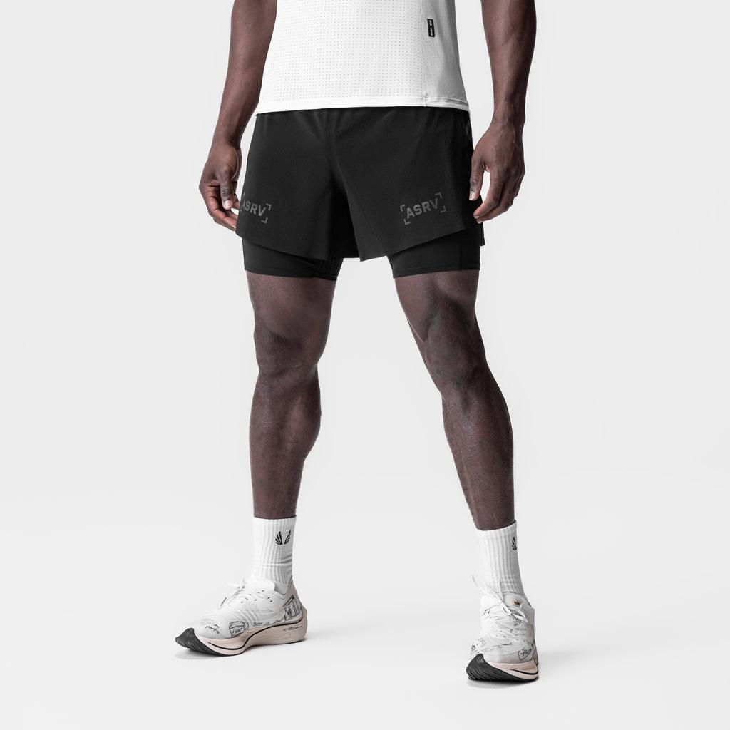 0951. Aerotex™ 4" High Split Liner Short - Black/Black Product Image