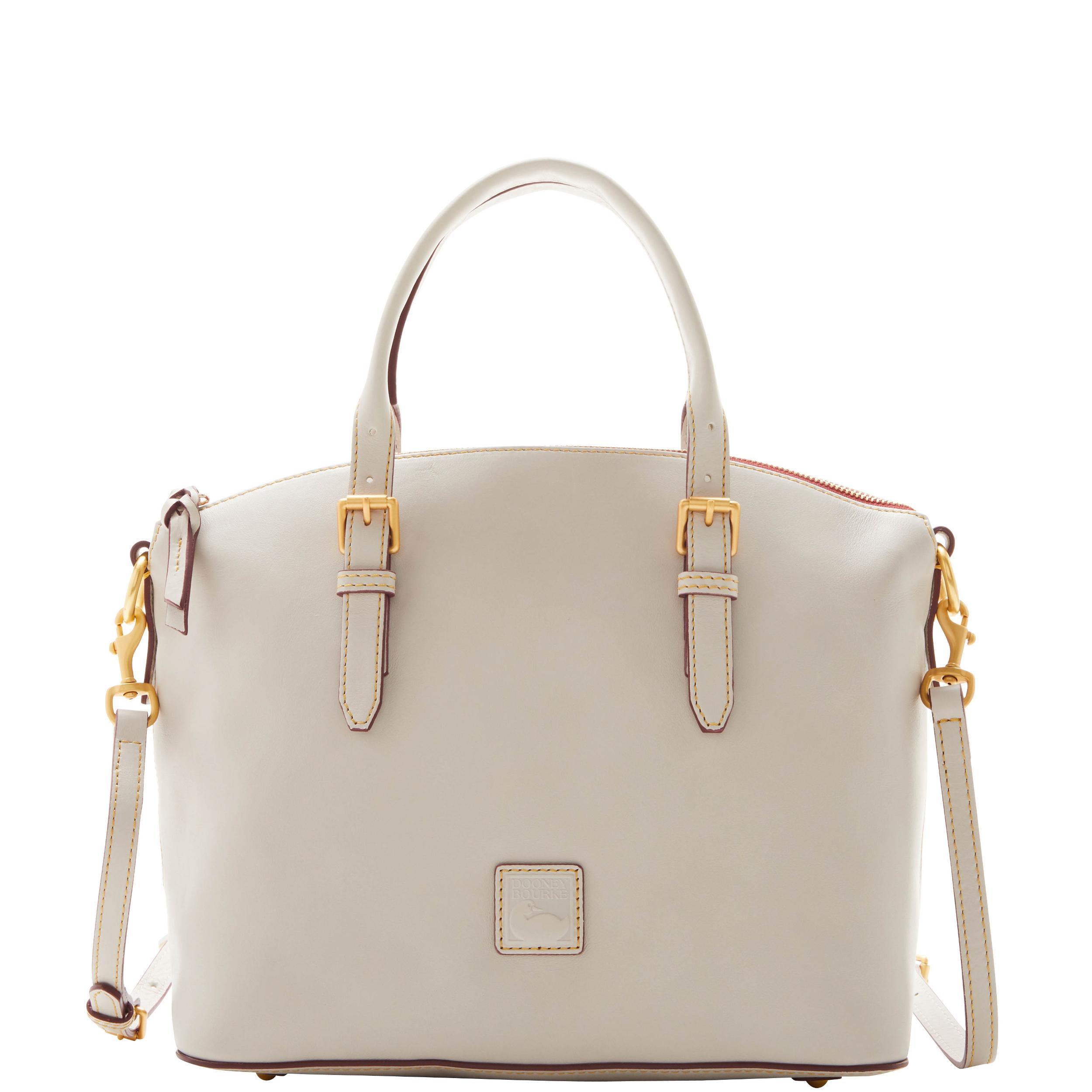 Dooney & Bourke Womens Florentine Domed Leather Satchel Bag in Chestnut Product Image