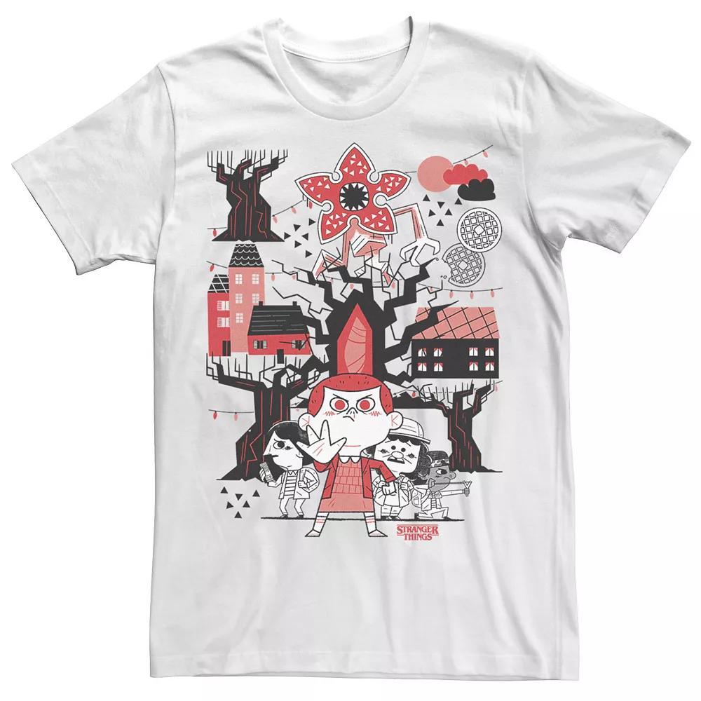Men's Stranger Things Day Group Shot Chibi Tee, Size: Large, White Product Image