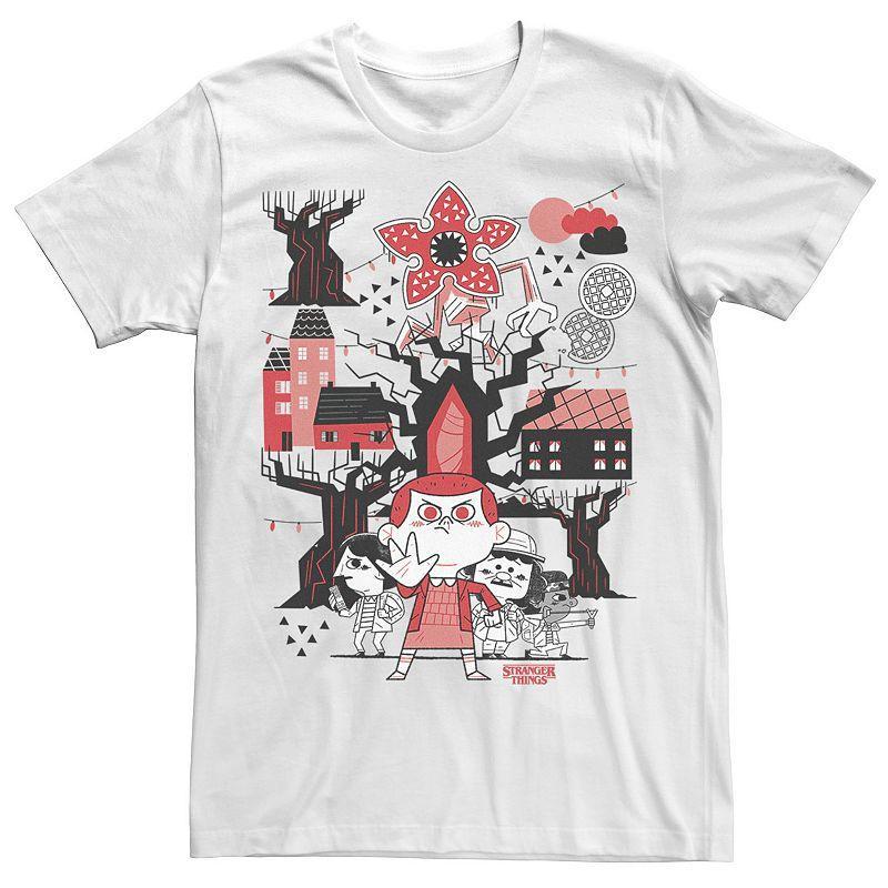 Men's Stranger Things Day Group Shot Chibi Tee, Size: Large, White Product Image