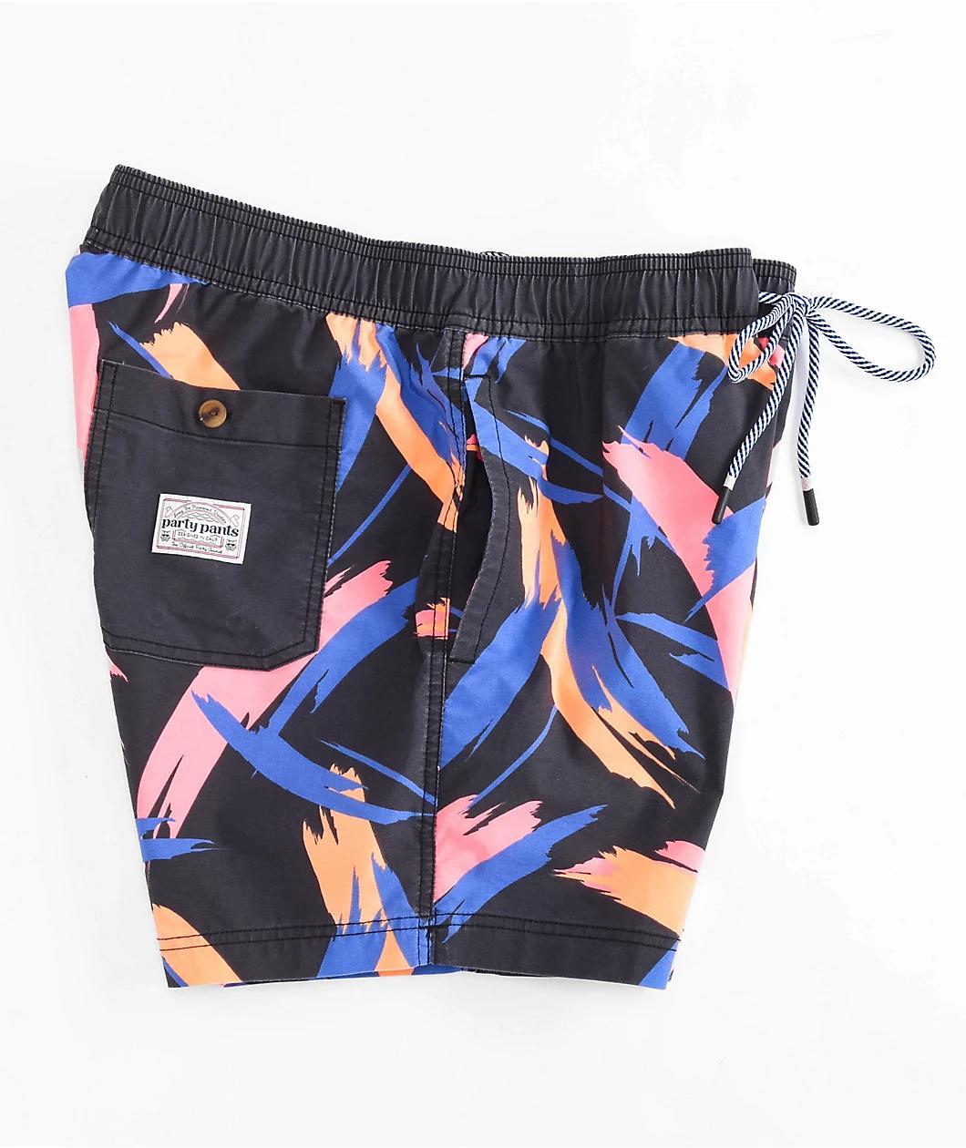 Party Pants Stroker Black, Orange & Blue Board Shorts Product Image