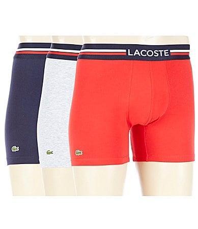 Lacoste Cotton Stretch Logo Waistband Long Boxer Briefs, Pack of 3 Product Image