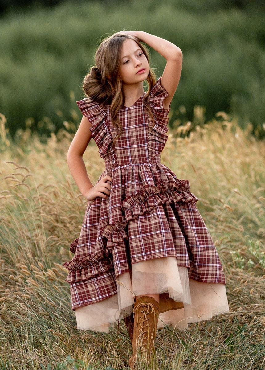 Reign Petticoat Dress in Cinnamon Plaid Product Image