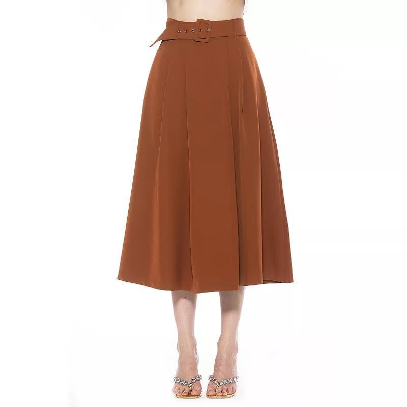 Women's ALEXIA ADMOR Eline Twill A-Line Skirt with Removable Belt, Size: 10, Red Product Image