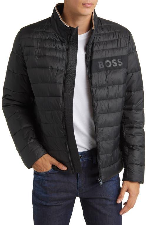 Mens Water-Repellent Padded Jacket with 3D Logo Tape Product Image