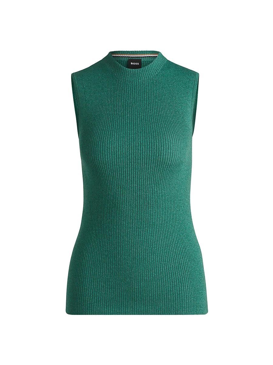 Womens Sleeveless Ribbed Top with Sparkle Effect Product Image