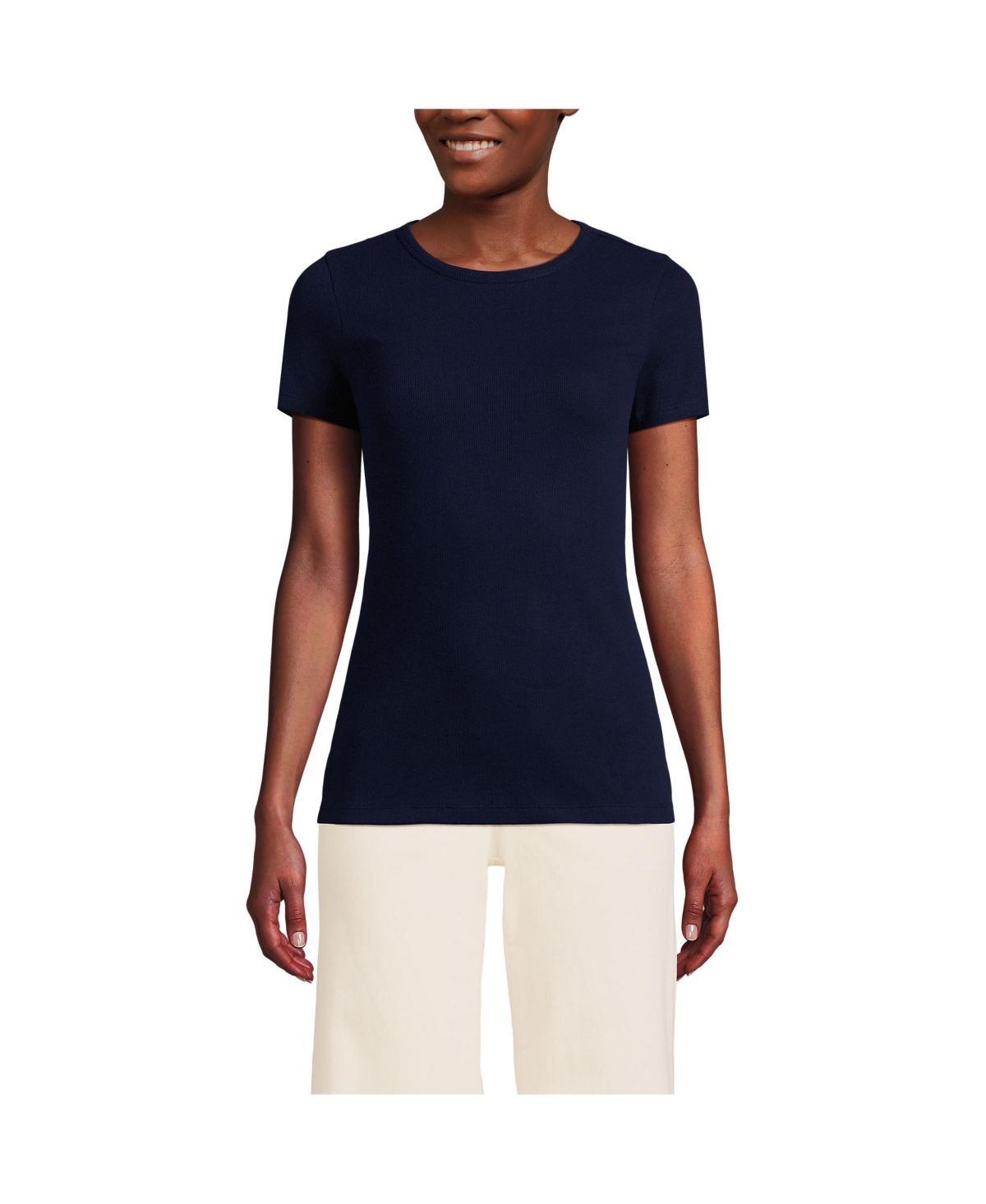 Women's Lands' End Women's Micro Rib Tee, Size: Small, Deep  Blue Product Image