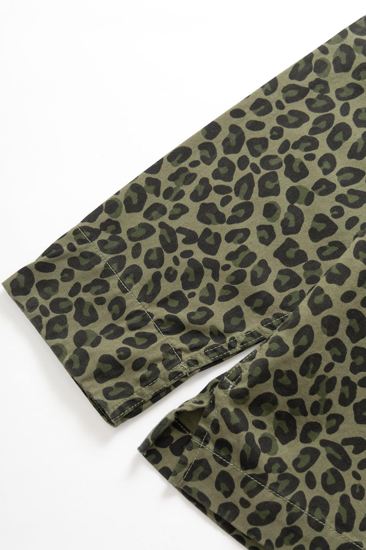 Patterned Front Of House Jacket - Green Leopard Product Image