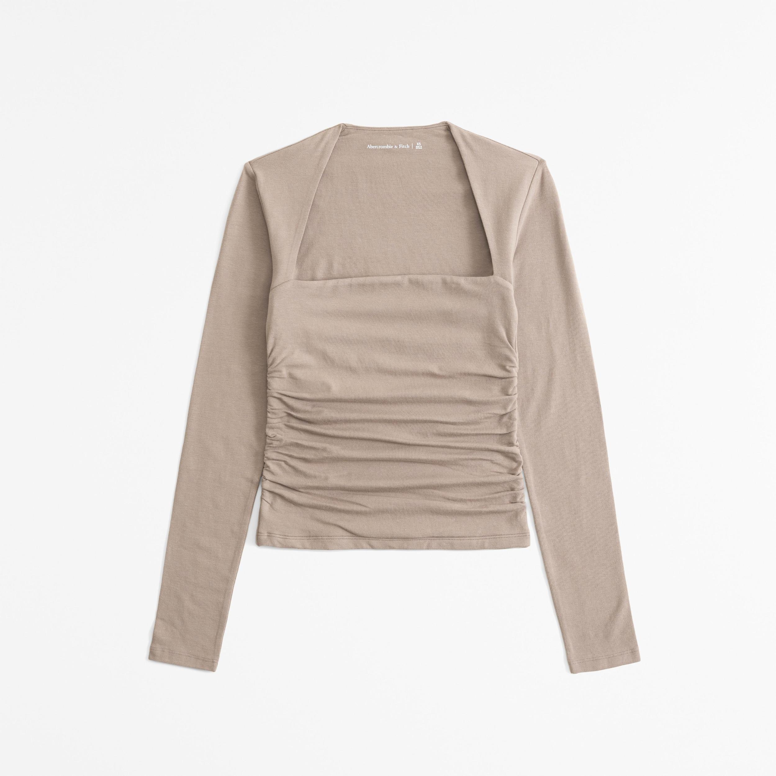The A&F Ava Long-Sleeve Mesh Top Product Image
