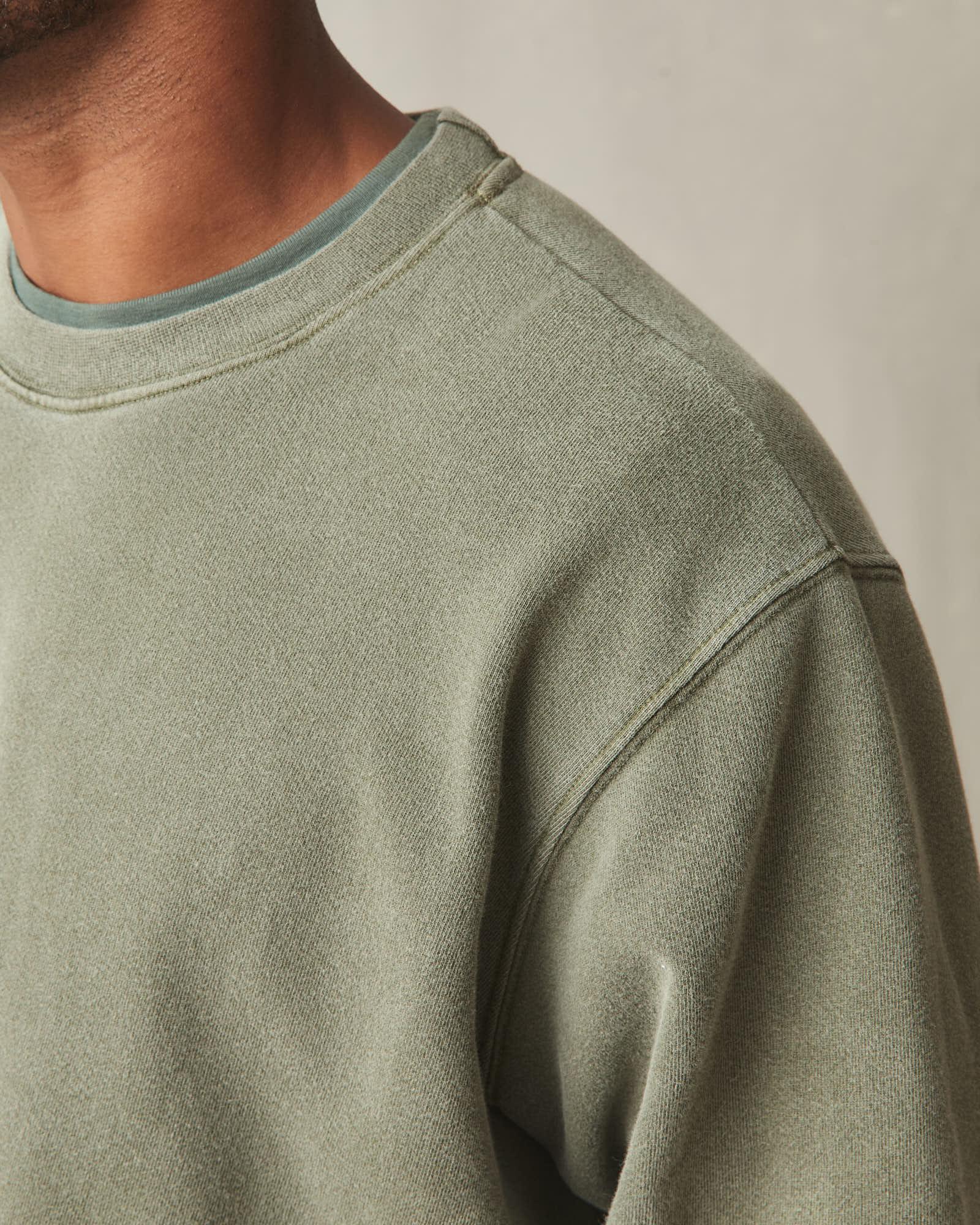 Men's Vintage Washed Relaxed French Terry Crew - Olive Product Image