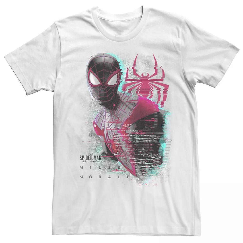 Men's Marvel Spider-Man: Miles Morales Glitched Out Portrait Tee, Size: Small, White Product Image