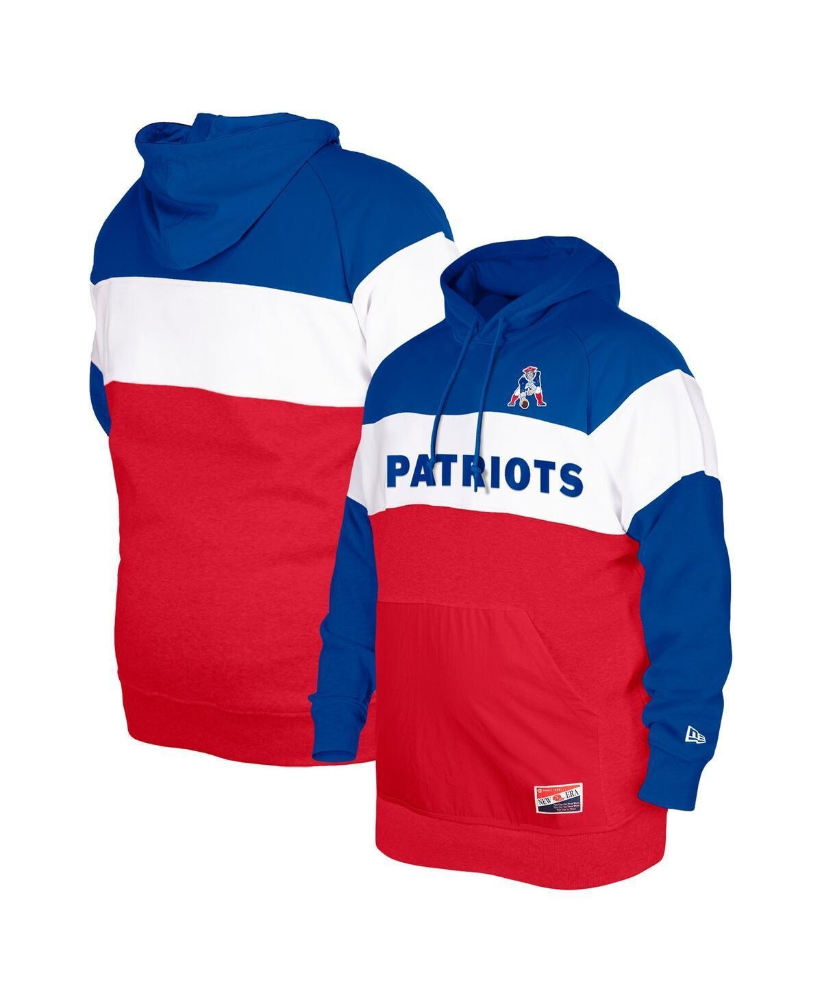 Men's New Era Royal New England Patriots Big & Tall Throwback Colorblock Pullover Hoodie, Size: 4XB, Blue Product Image