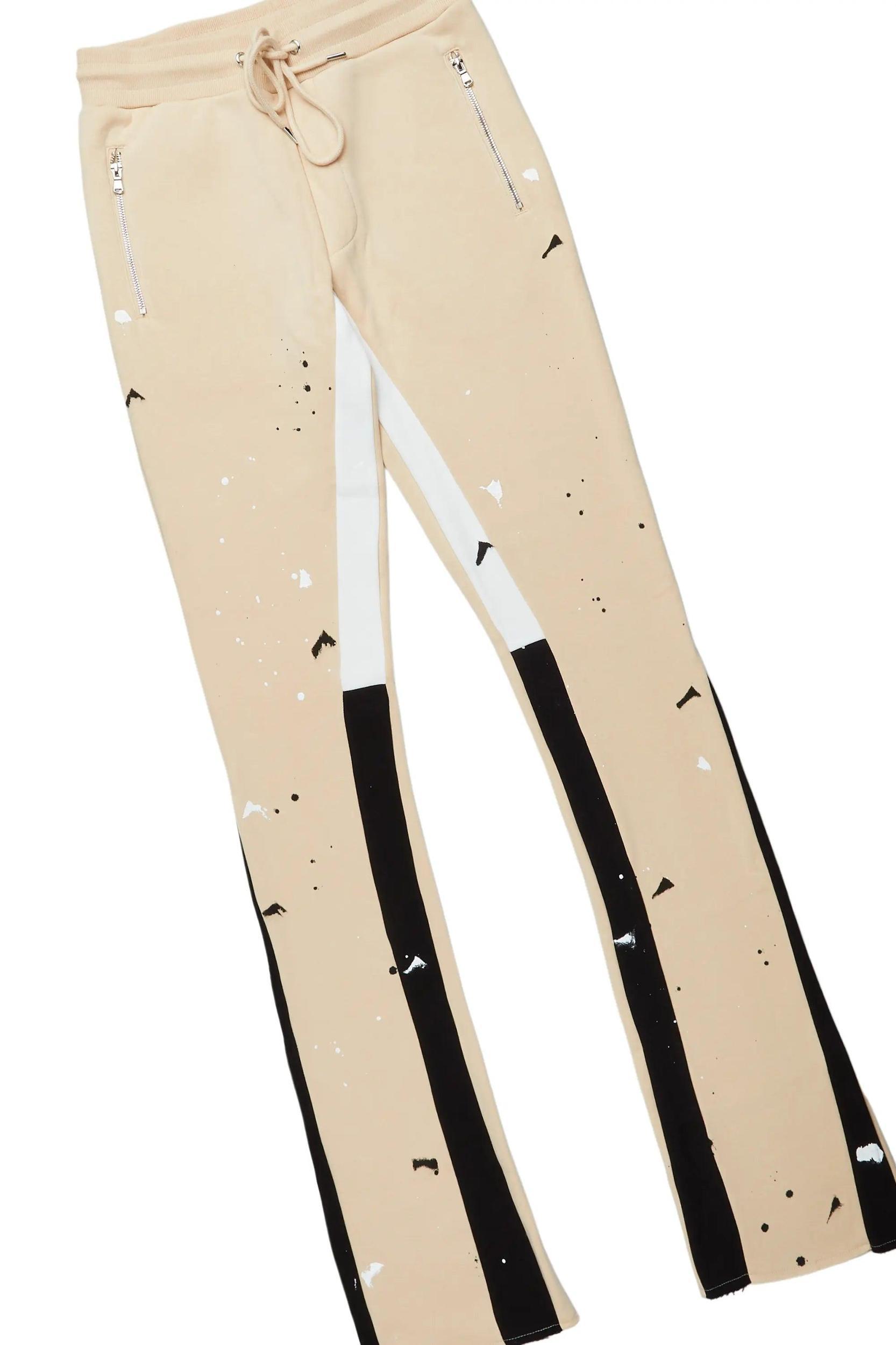 Jaco Beige Hoodie Stacked Flare Pant Track Set Male Product Image