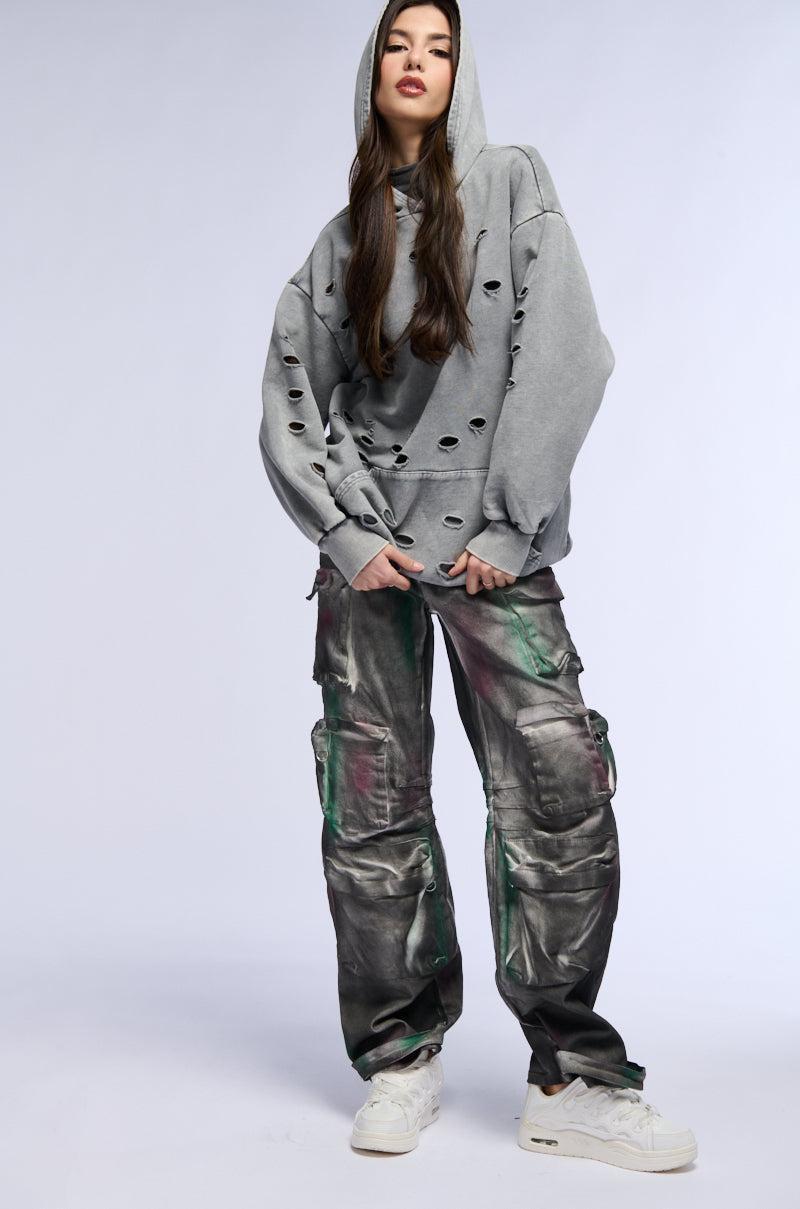 HOLY MOLY DISTRESSED SWEATSHIRT DRESS Product Image