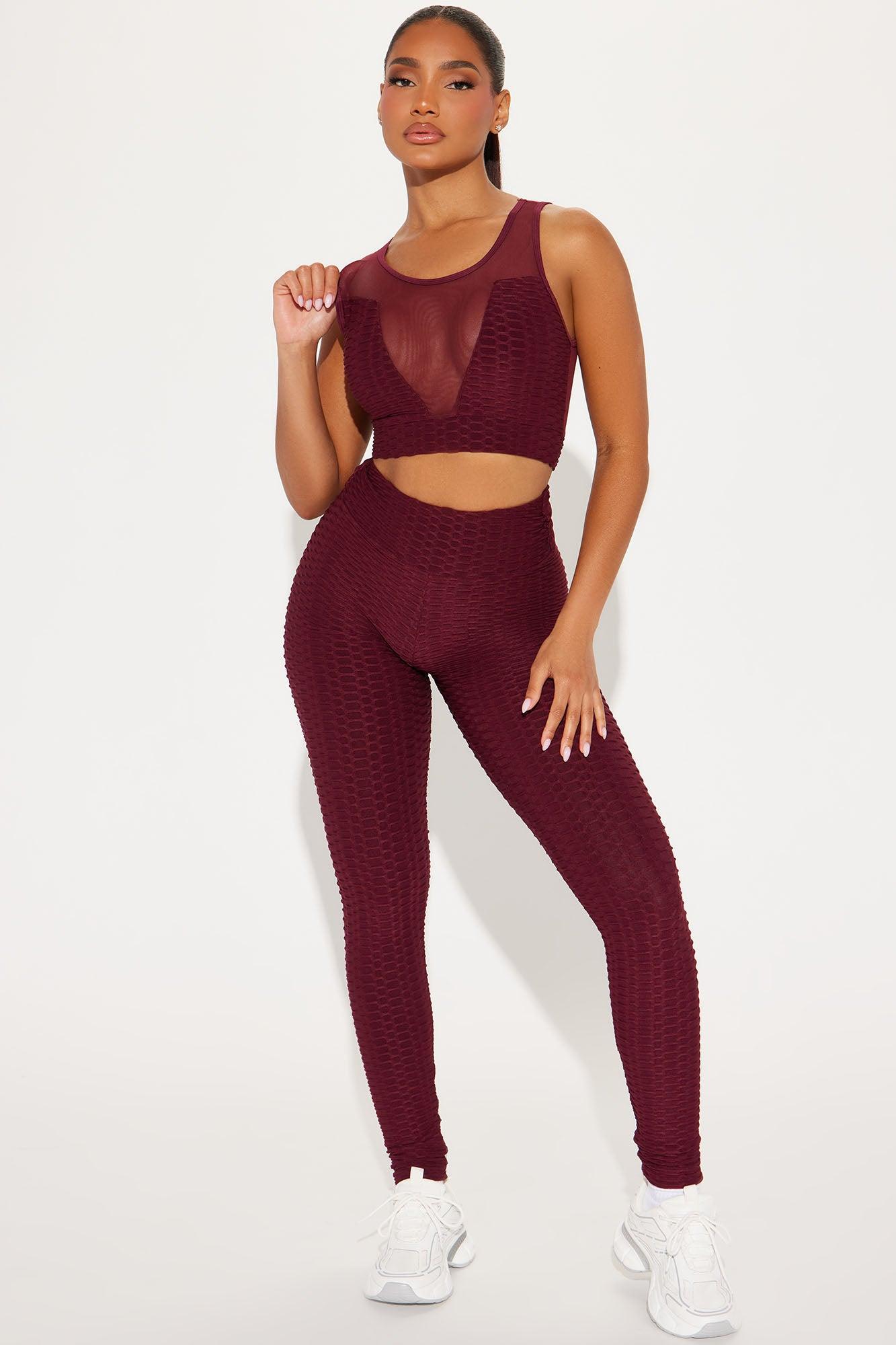 The Best Assets Textured Sports Bra - Burgundy Product Image