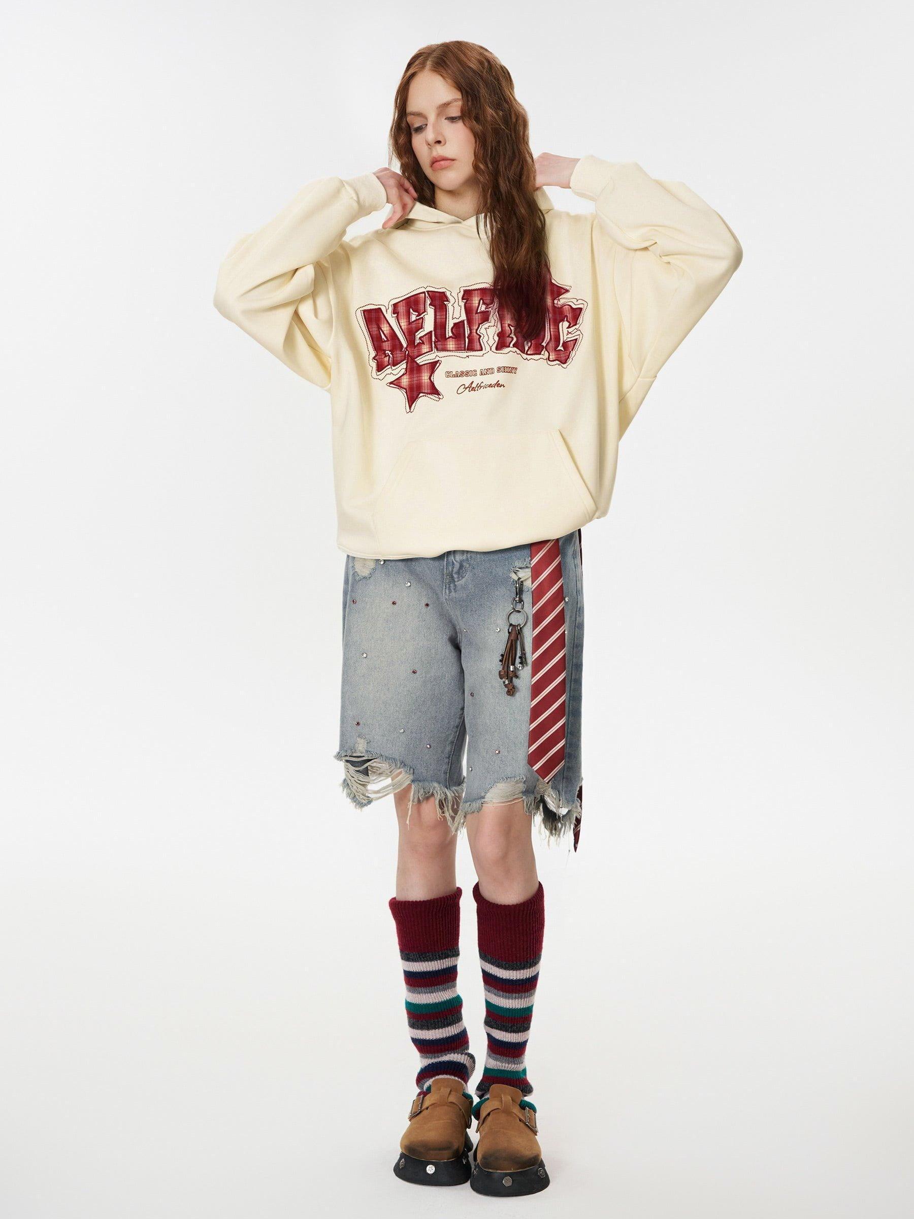 Aelfric Eden Plaid Embroidery Star Hoodie Product Image