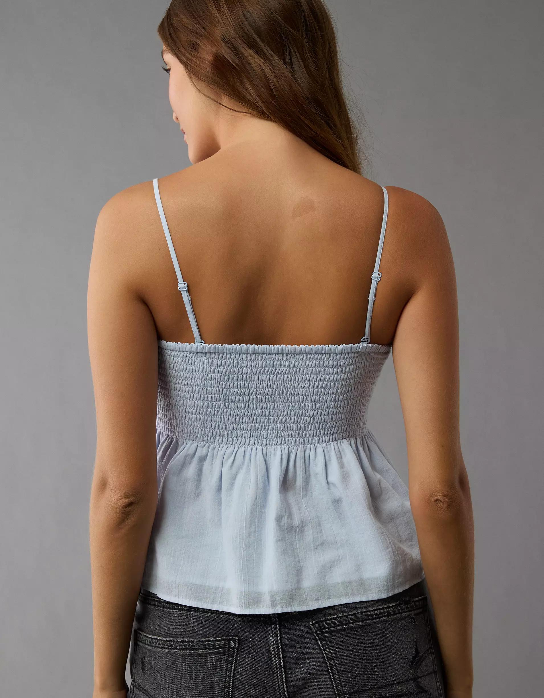 AE Smocked Babydoll Bow Tank Top Product Image