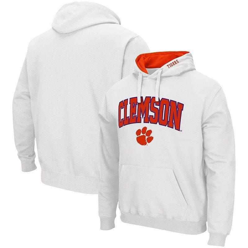 Men's Colosseum White Clemson Tigers Arch & Logo 3.0 Pullover Hoodie, Size: XL Product Image