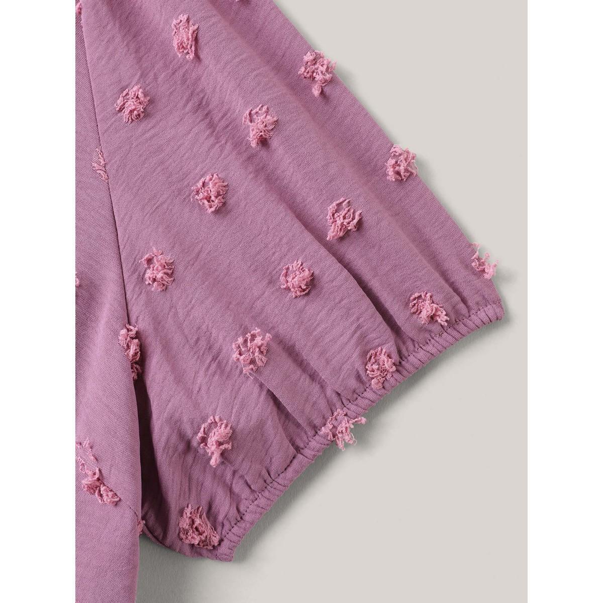 Plus Size Mauve Textured Puff Sleeve Tiered Blouse Women Casual Short sleeve V-neck Everyday Blouses BloomChic 14-16/1X Product Image