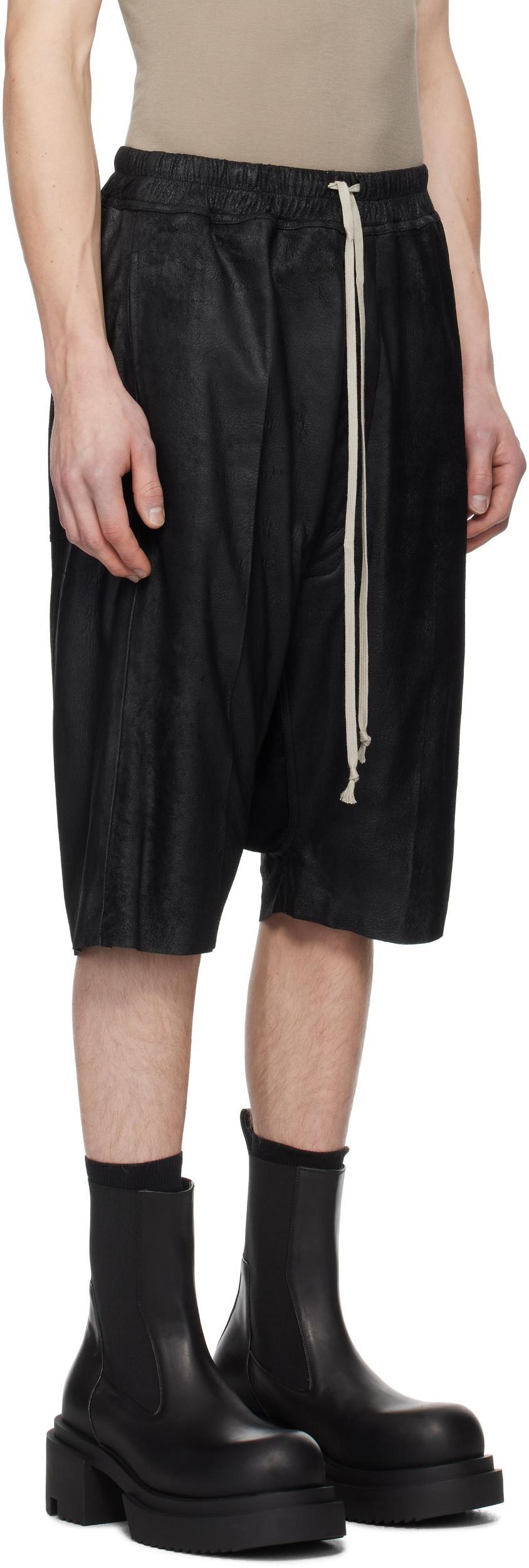 RICK OWENS Black Hollywood Rick's Pods Leather Shorts In 09 Black Product Image