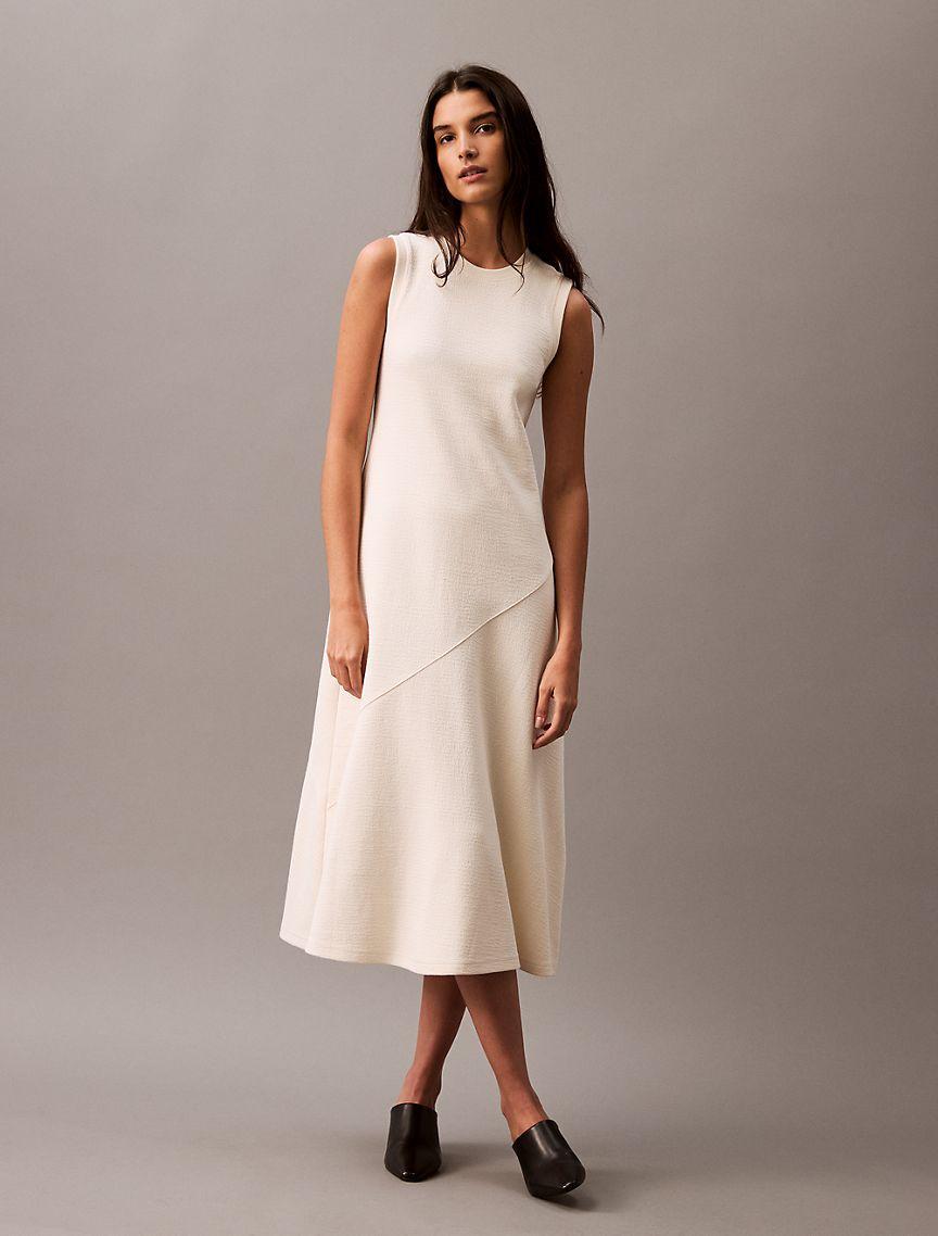 Calvin Klein Women's Textured Terry Midi Dress - White - L Product Image