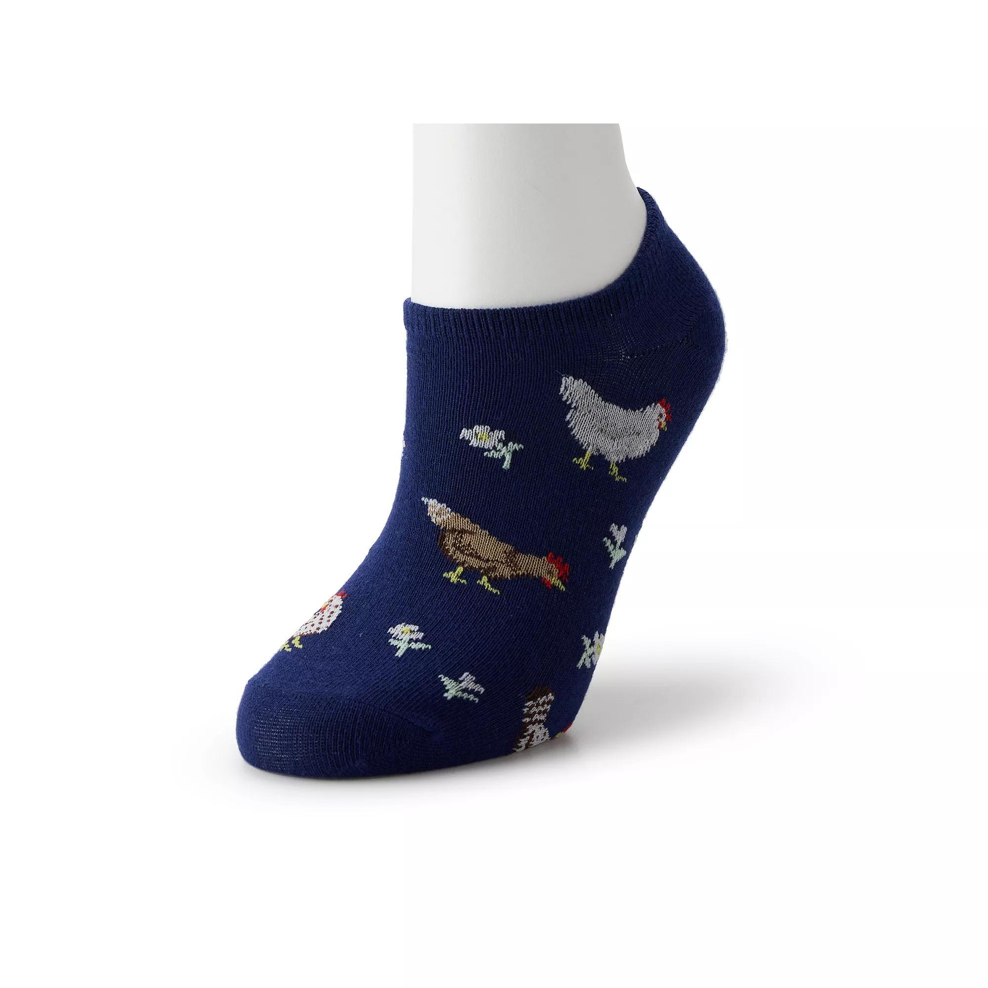 Women's Patterned No Show Socks, Size: 9-11, Blue Product Image