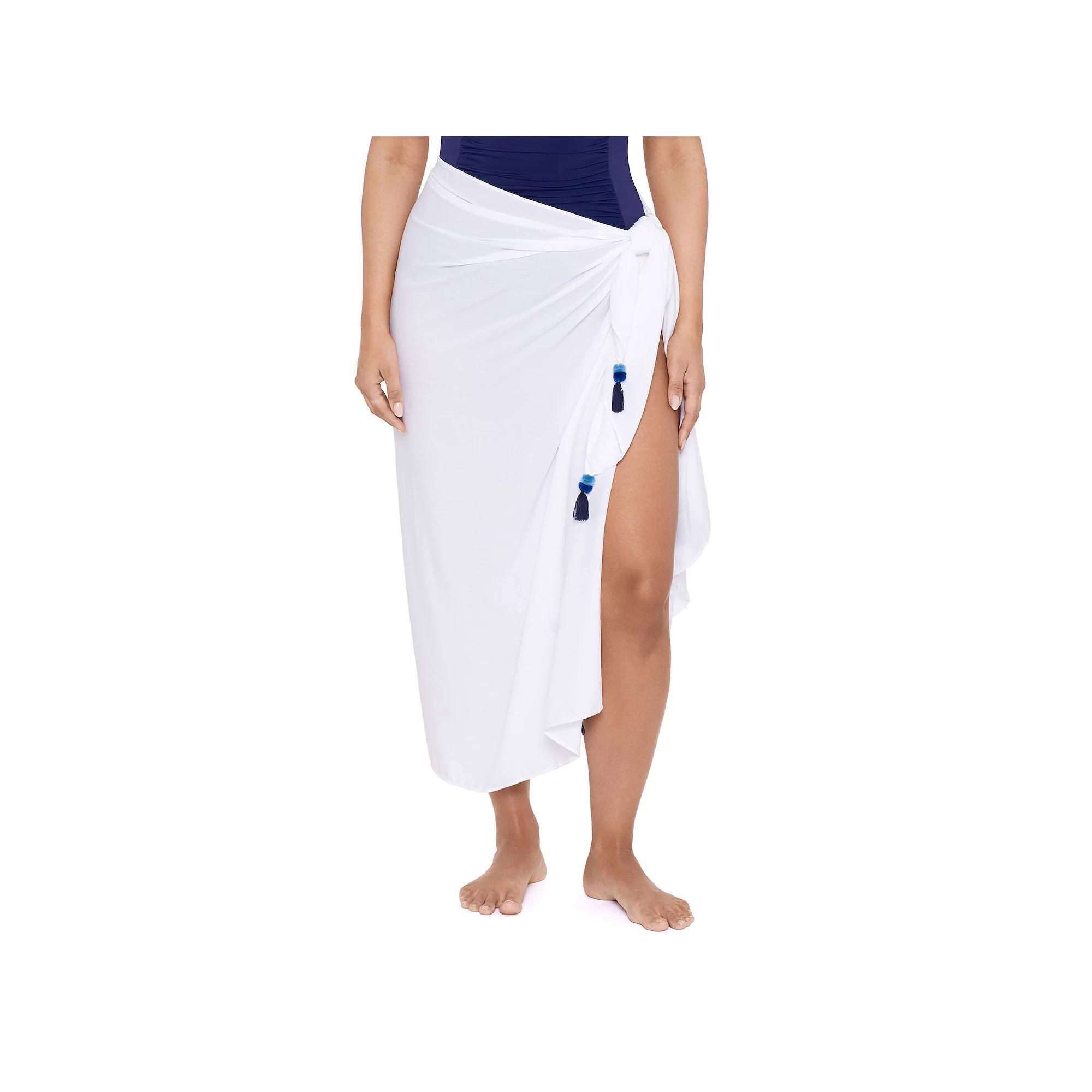 Women's Trimshaper Pareo Solid Midi Wrap Skirt Swim Cover Up, White Product Image