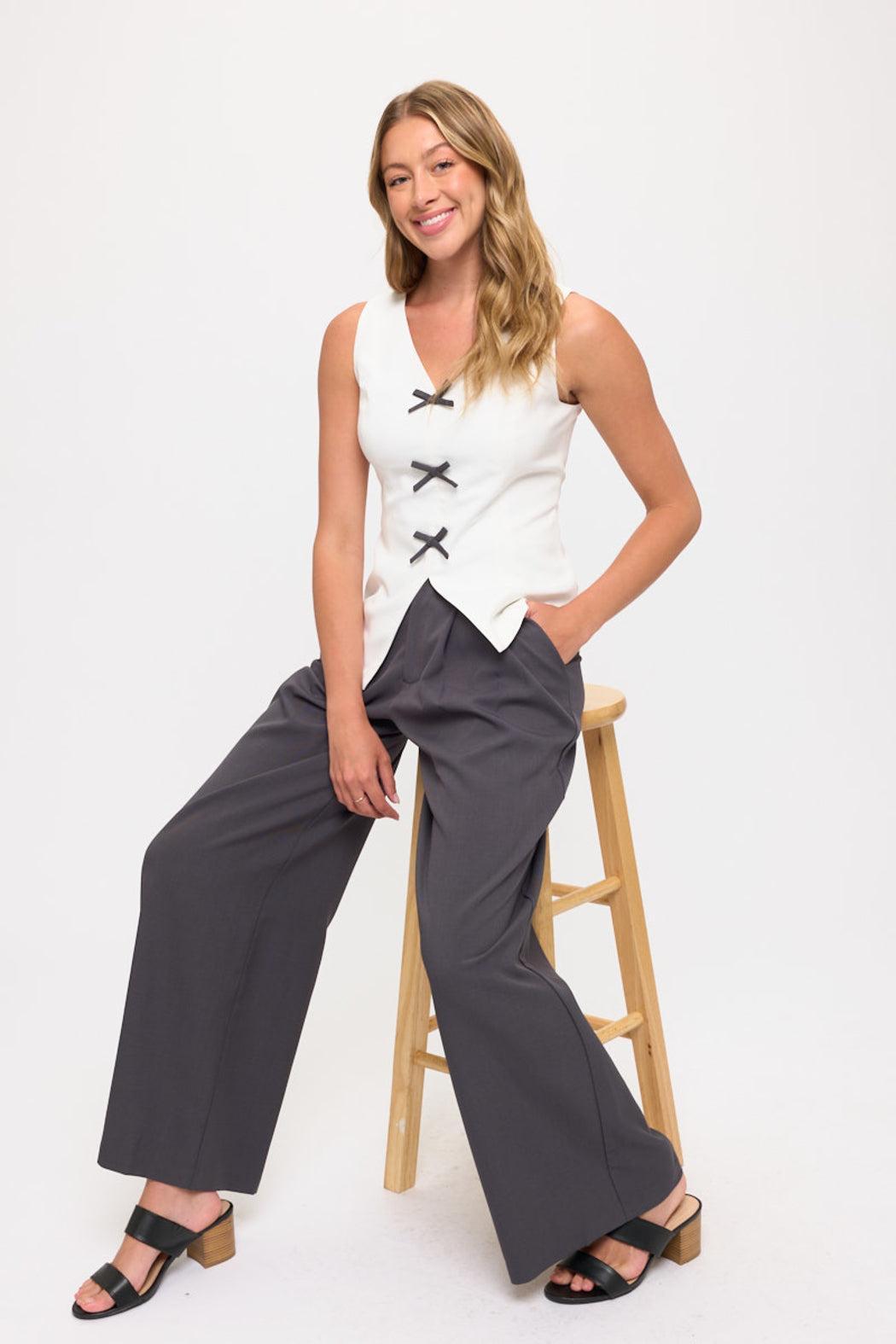 Sleeveless Top & Wide-Leg Trousers 2 Piece Sets Product Image