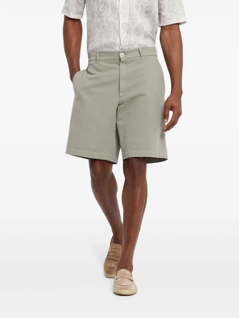 BRUNELLO CUCINELLI Gabardine Bermuda Shorts In Sage Product Image