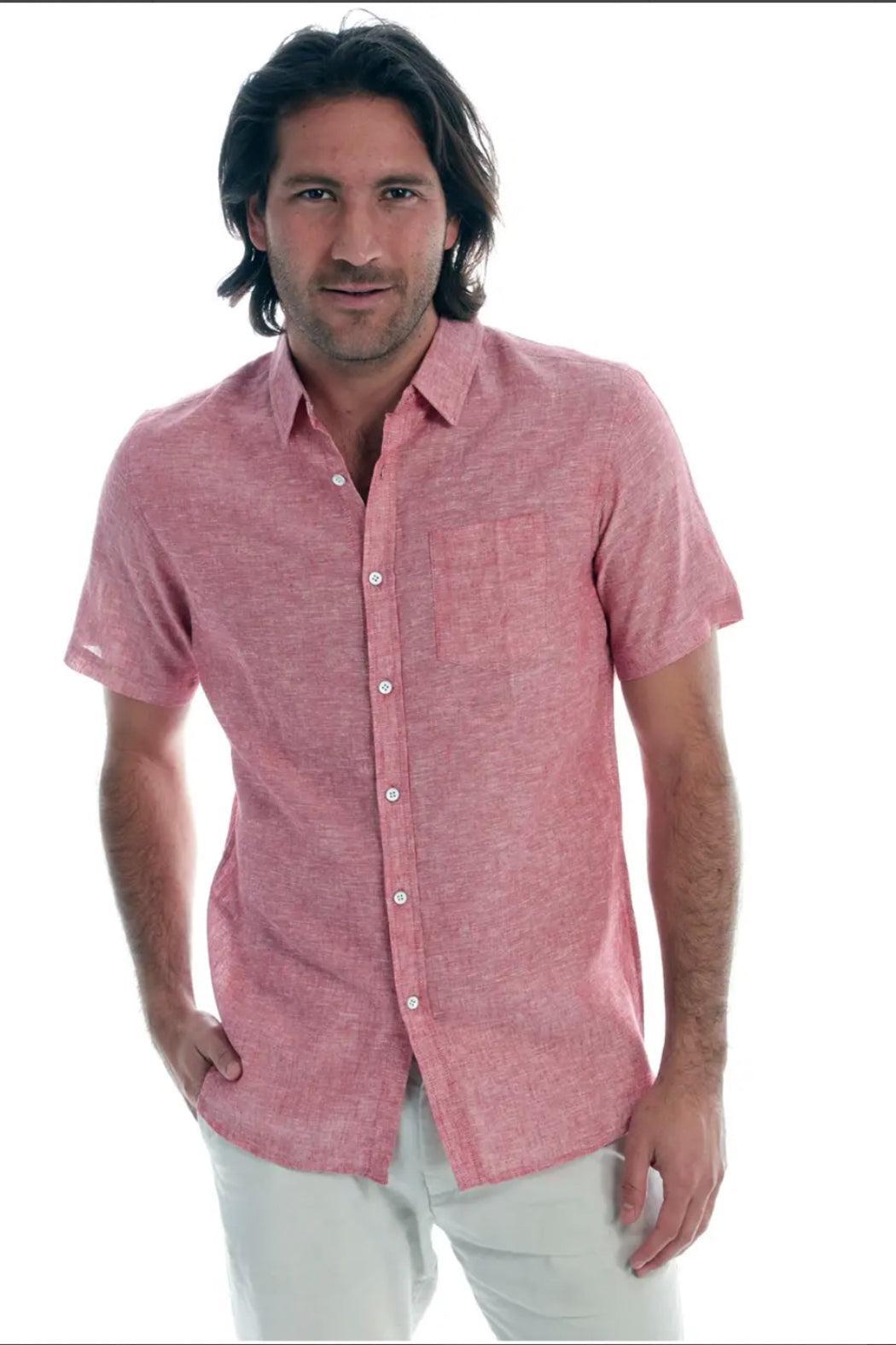 Short Sleeve Solid Linen Shirt Product Image