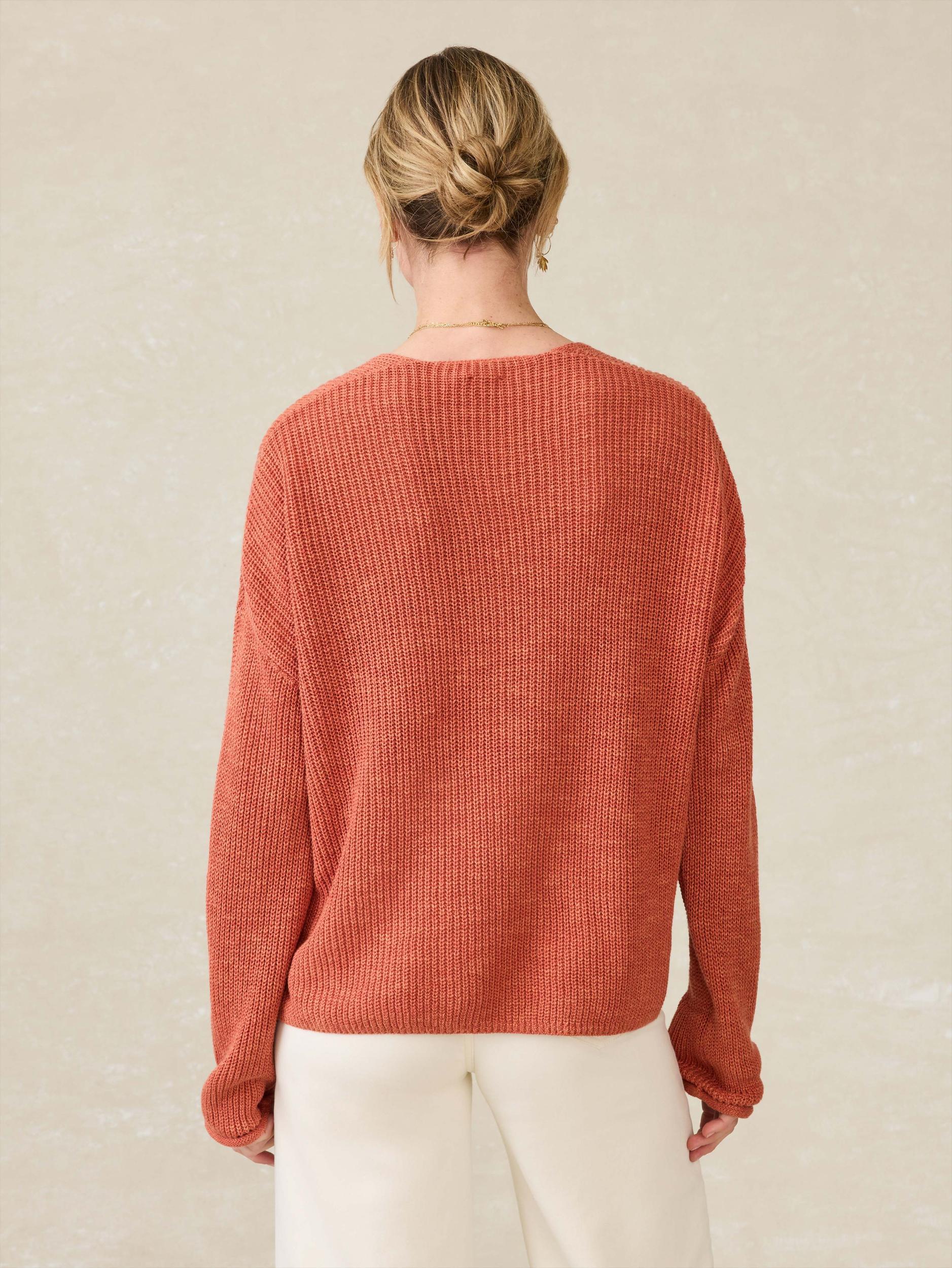 Miramar Linen V-Neck Sweater - Red Rock Female Product Image