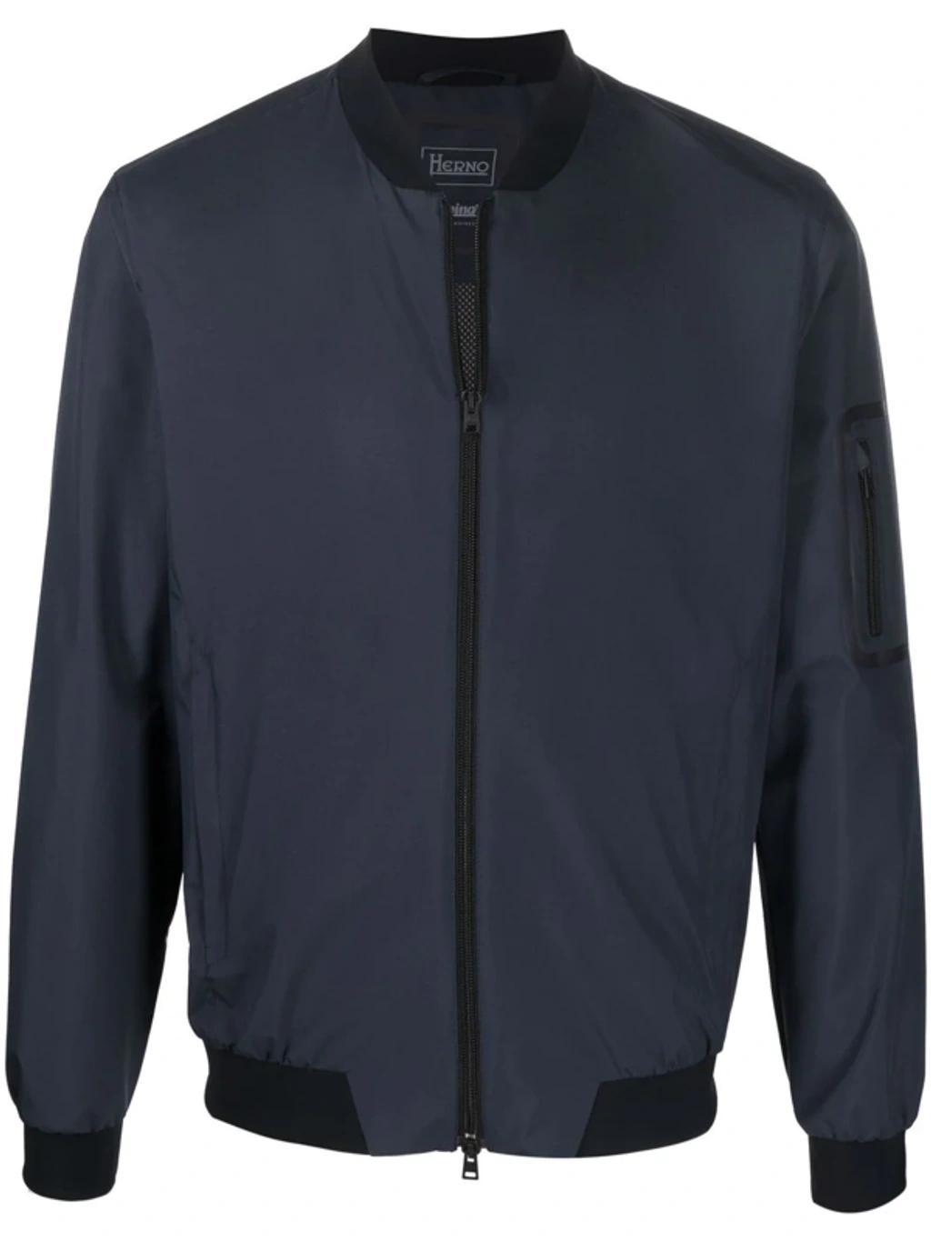 HERNO Zip-pocket Bomber Jacket In Blue Product Image