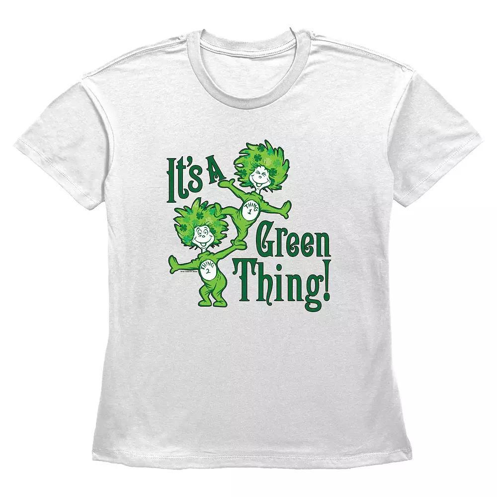 Women's Dr. Seuss Thing 1 And Thing 2 It's A Green Thing Graphic Tee, Size: XXL, White Product Image