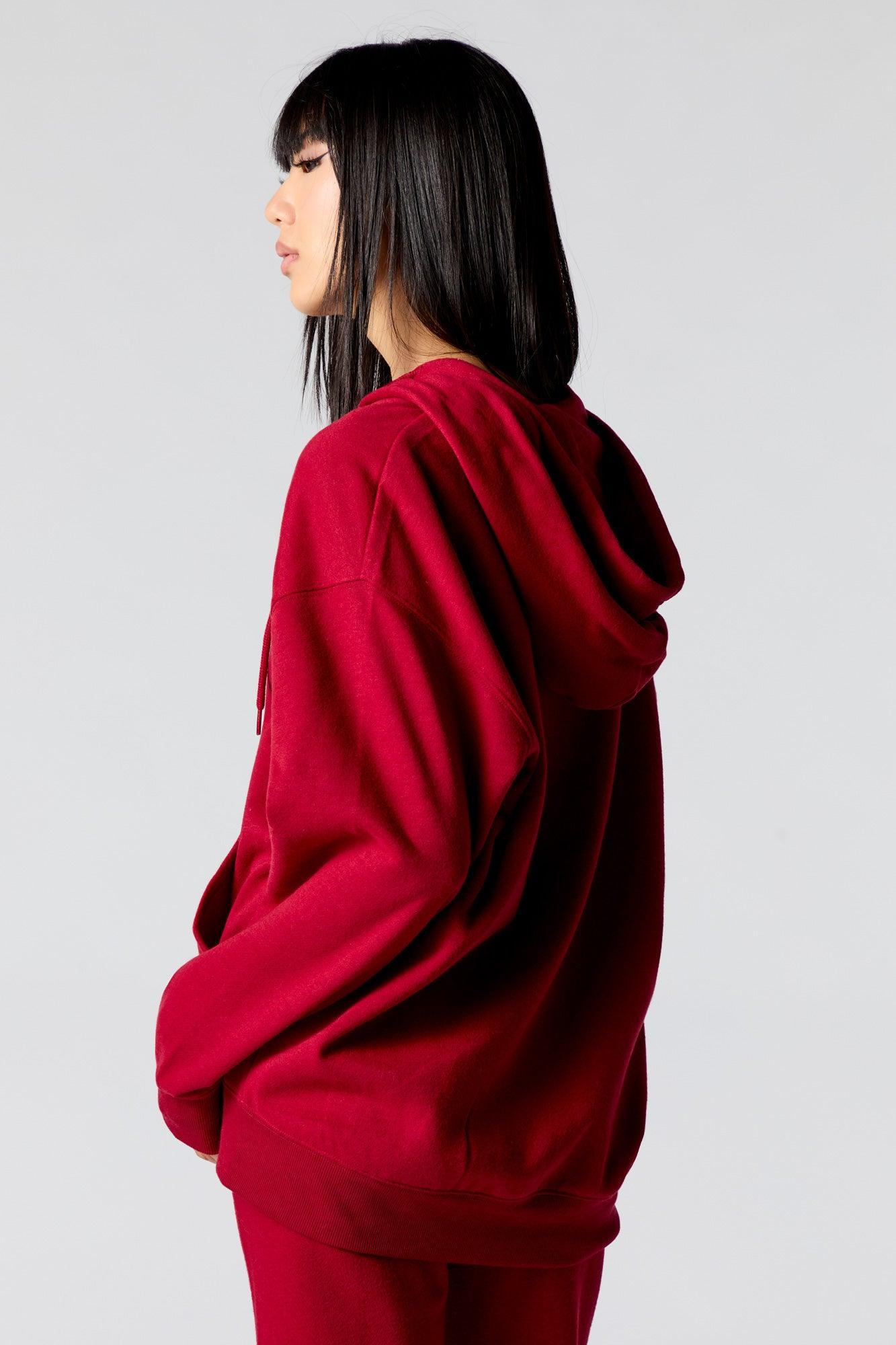 City Embroidered Zip-Up Fleece Hoodie Female Product Image