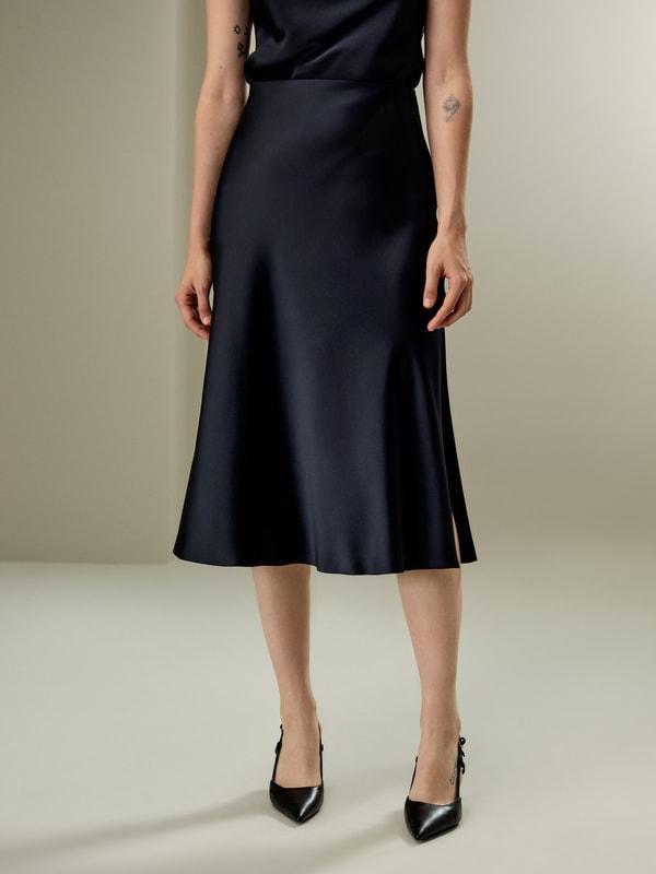 Bias-cut Silk Midi Skirt Product Image