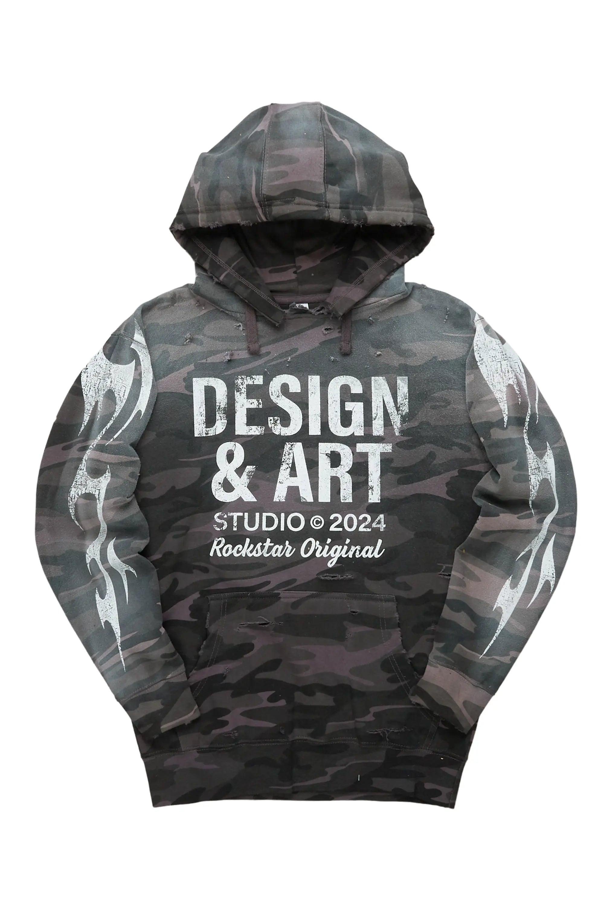 Vachel Black Graphic Hoodie Male Product Image