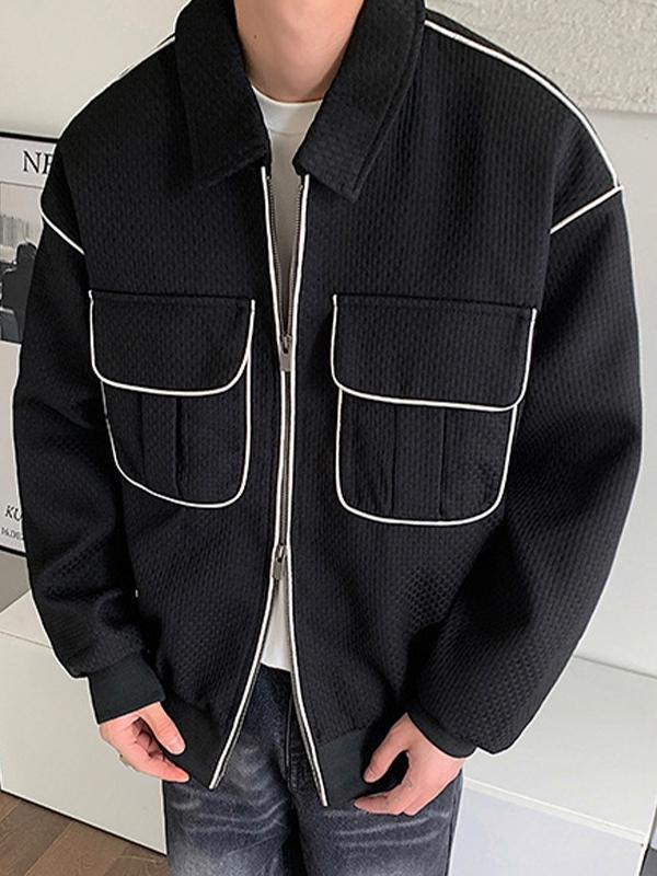 Men's Contrast Top-stitching Dual Pocket Jacket Product Image