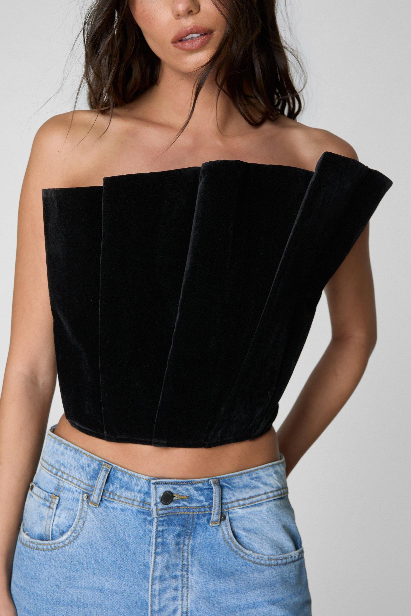 Velvet Structured Fan Bandeau Top Product Image