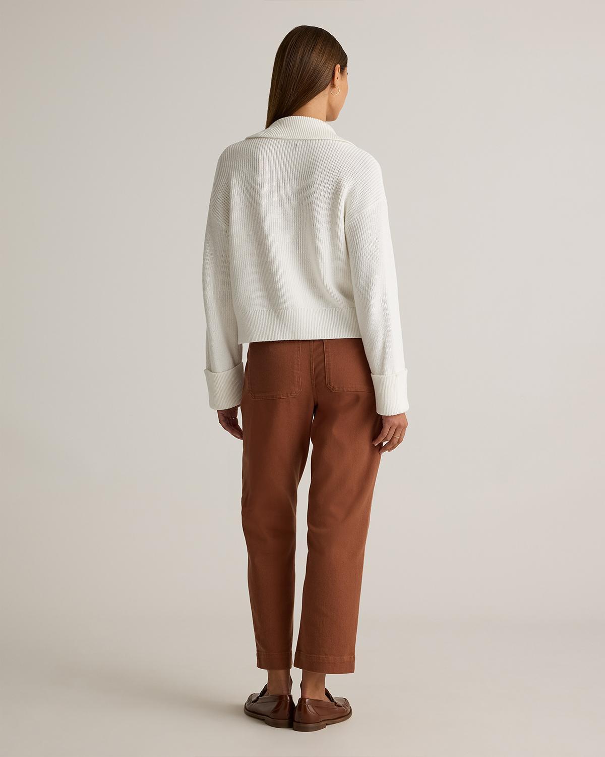Quince | Women's Fisherman Collared Cardigan Sweater Size XS, Organic Cotton Product Image