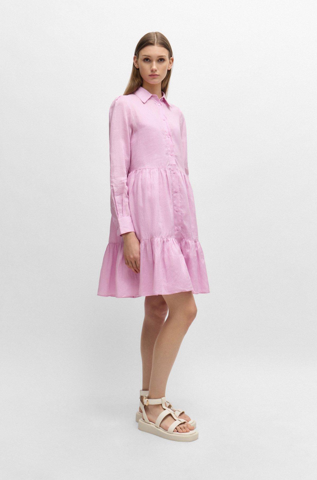 Tiered shirt dress in ramie with cotton inner dress Product Image