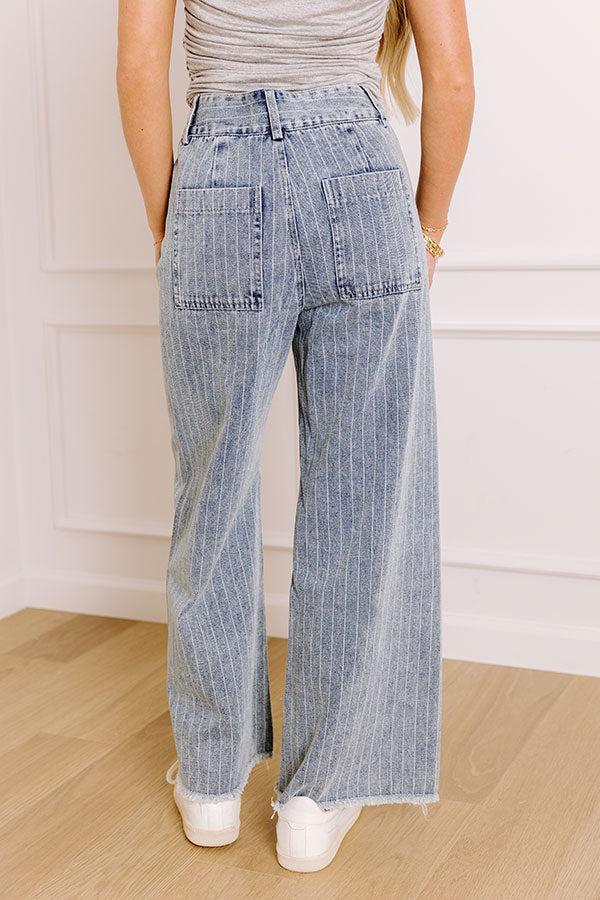 The Brinley Midrise Wide Leg Stripe Jean Product Image