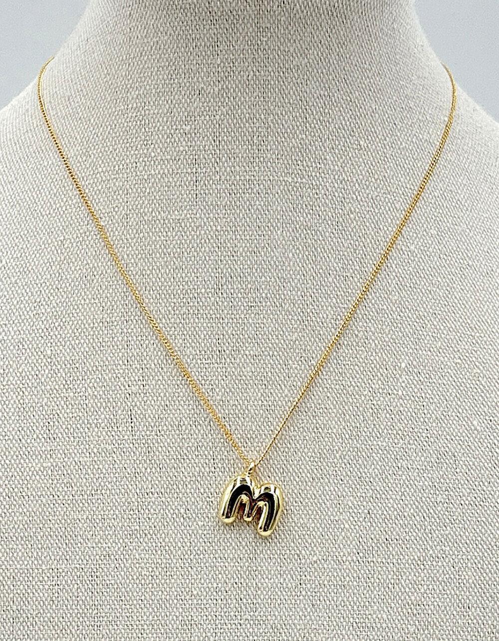 DO EVERYTHING IN LOVE 14K Gold Dipped M Initial Bubble Necklace Product Image