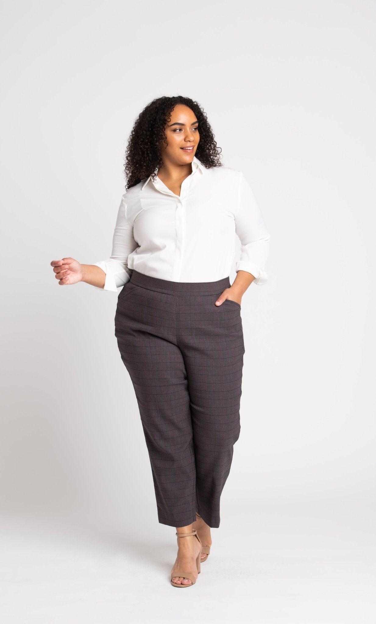 Roz & Ali Millennium Wine Plaid Pull On Ankle Pants - Plus Product Image