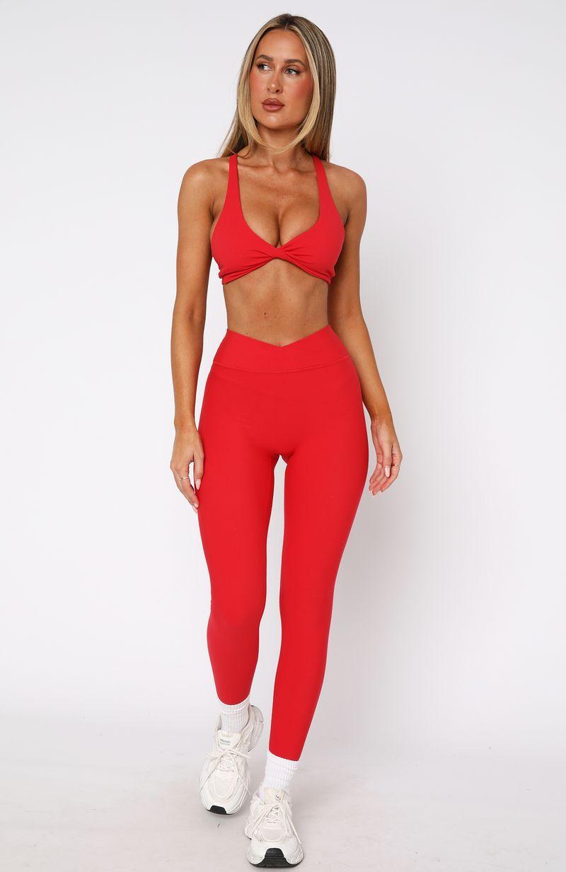 Ready Set Go Cross Front Leggings Red Product Image