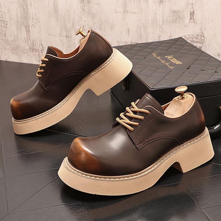 Platform Plain Lace-Up Dress Shoes Product Image